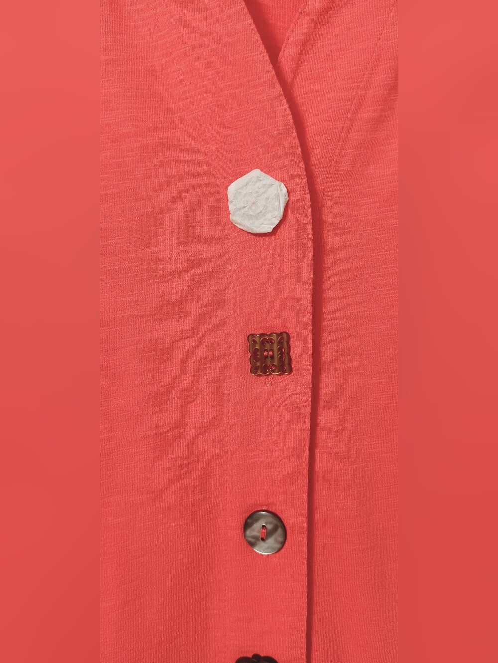 NWOT Soft Surroundings Danielle Button  Coral T-shirt Dress with pockets Size XL - Picture 5 of 11